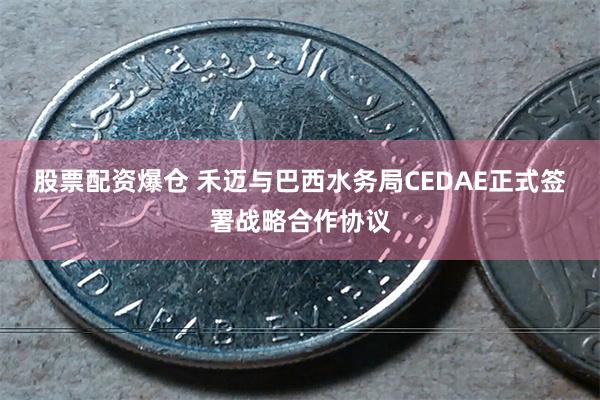 股票配资爆仓 禾迈与巴西水务局CEDAE正式签署战略合作协议