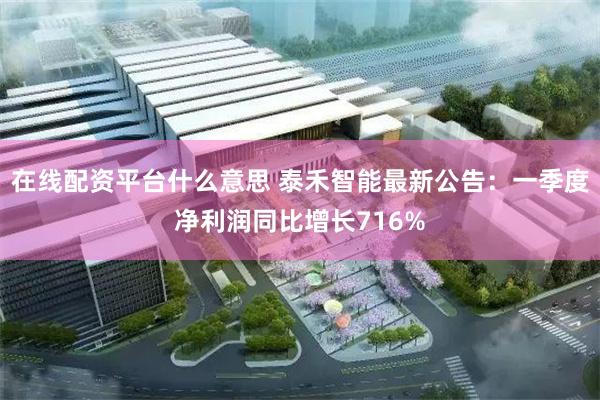 在线配资平台什么意思 泰禾智能最新公告：一季度净利润同比增长716%