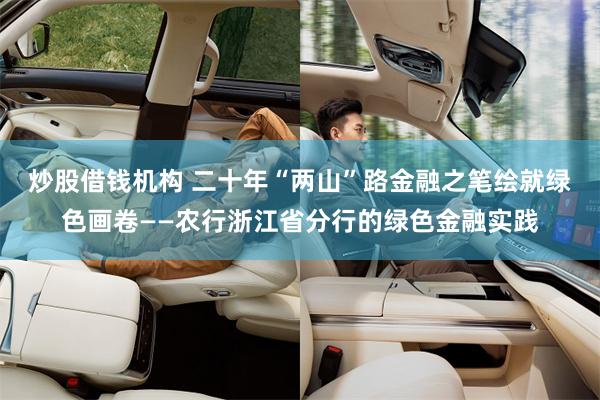 炒股借钱机构 二十年“两山”路金融之笔绘就绿色画卷——农行浙江省分行的绿色金融实践